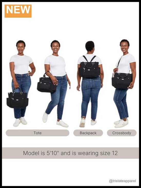 3-in-1 Convertible Backpack Tote Travel Bag with RFID Wristlet, Water-Resistant